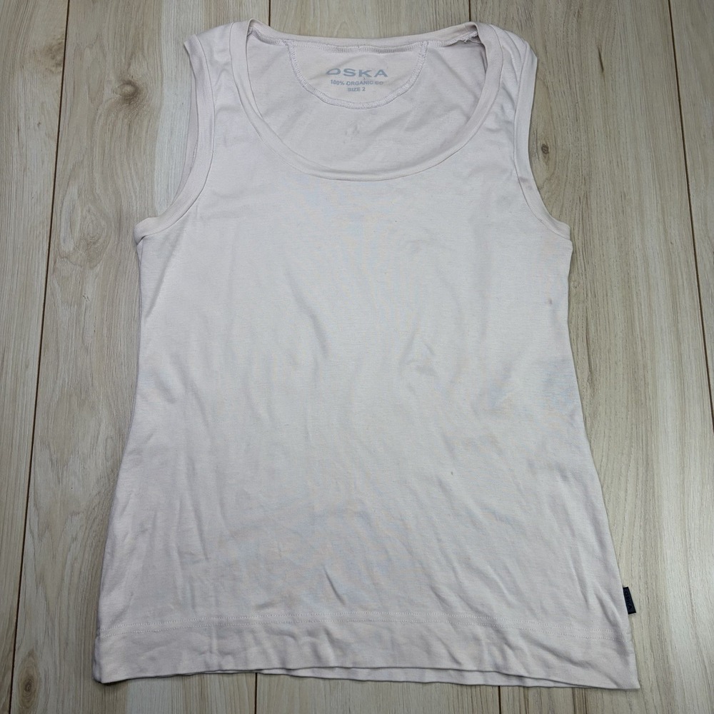 OSKA Ivory Sleeveless Round Neck Tank Top Size 2 Regular Organic Cotton